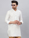 VASTRAMAY Men's White Silk Blend Curved Kurta
